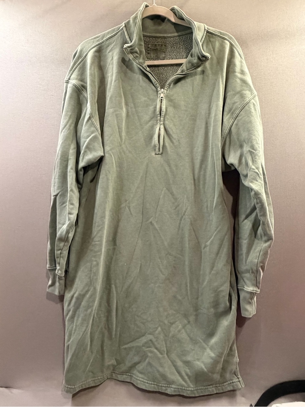 Abercrombie and fitch women’s Zip Pullover Shirt Dress - Olive Green large tall